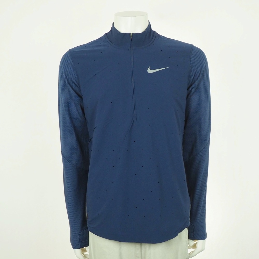 Nike Running AeroReact Hybrid 1/2-Zip Pullover Shirt Mens Large Blue Reflective